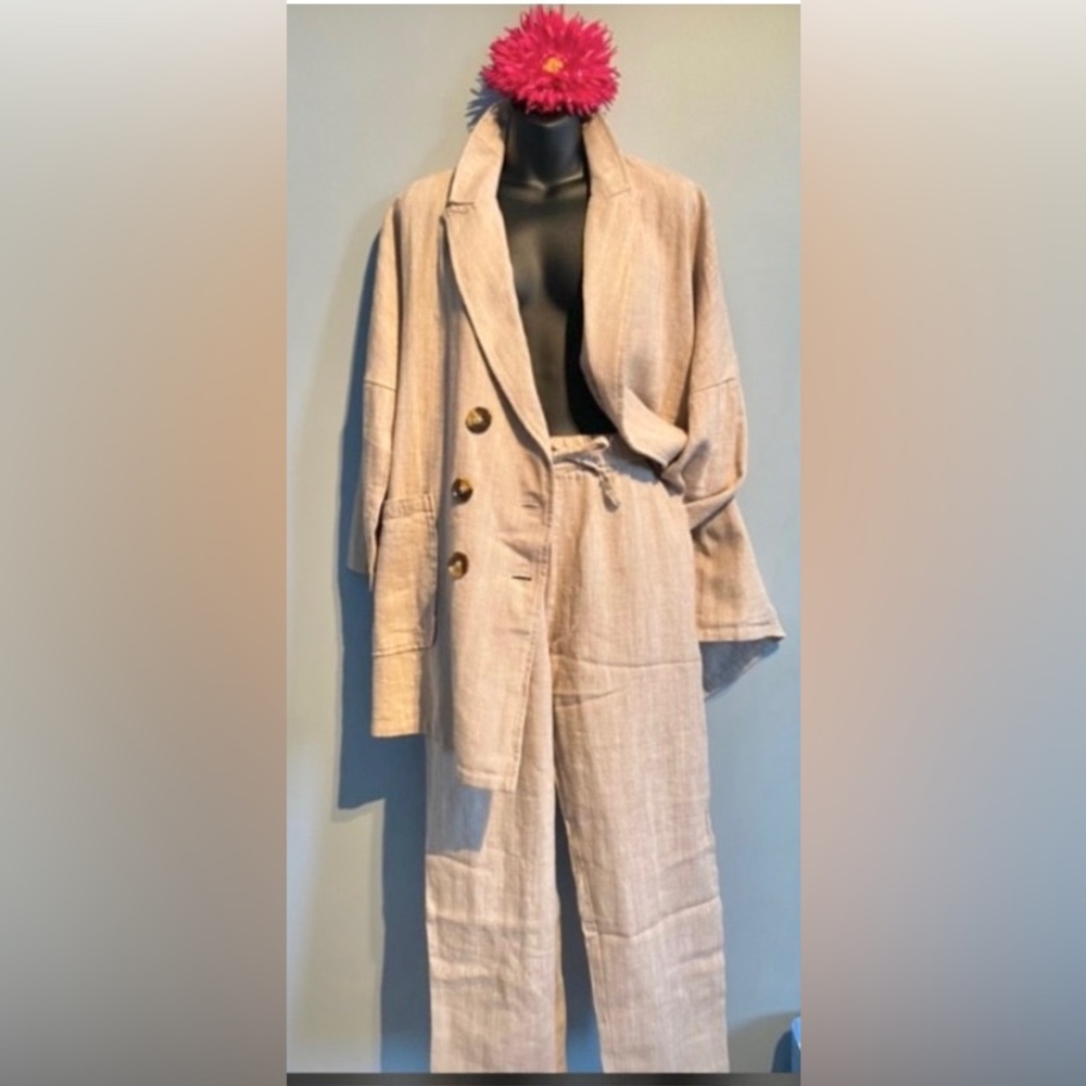 Way Beyoung Linen Tan Pantsuit